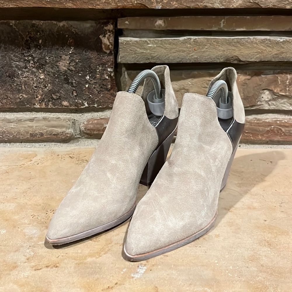 Sigerson Morrison Cathy Suede Point Toe Heeled Bootie